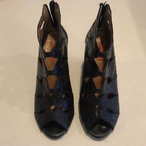 Miz Mooz black wedges with cutout detail